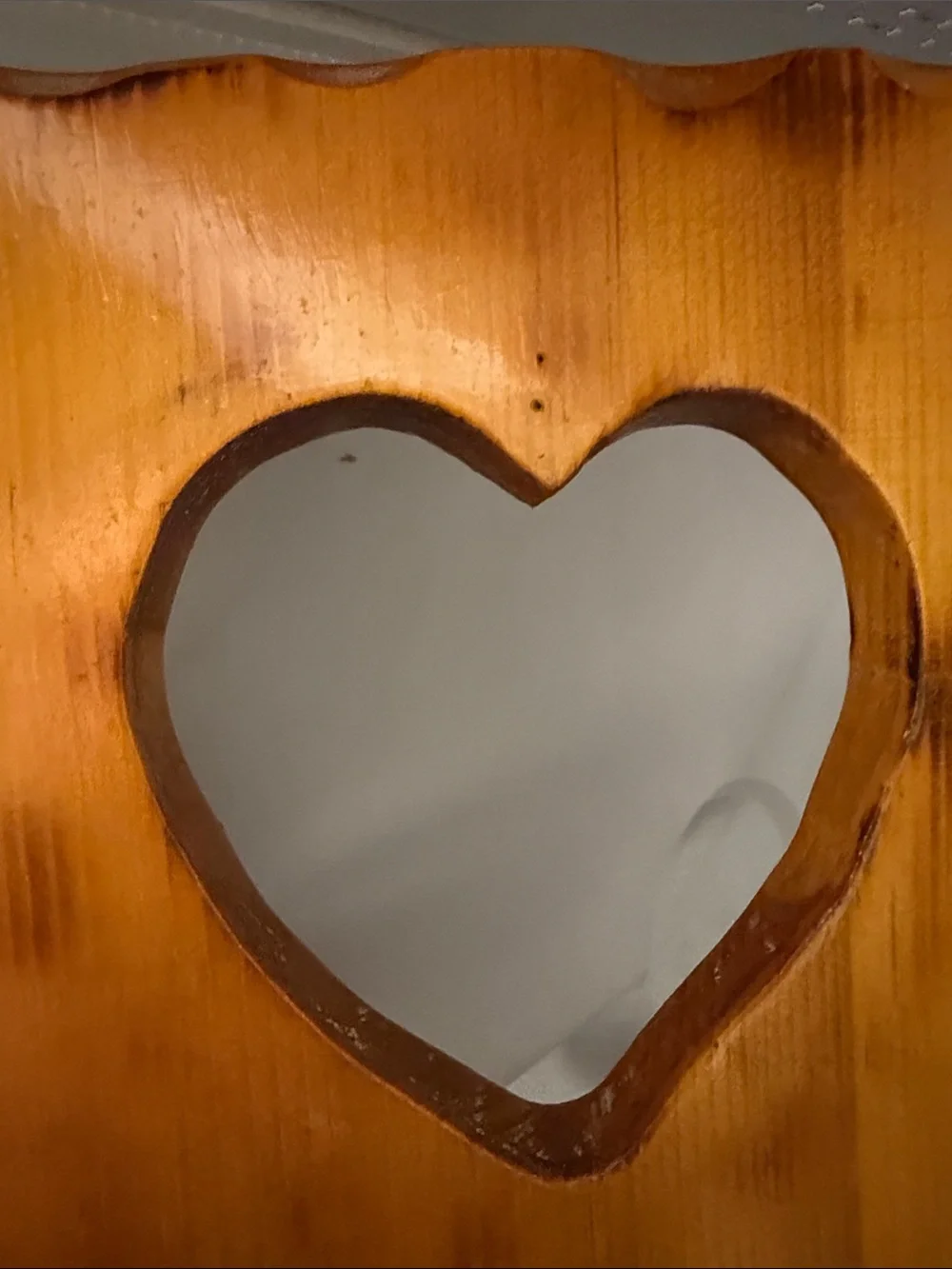 Vintage Rustic Heart-Cut Wooden Wall Decor in Warm Honey Finish